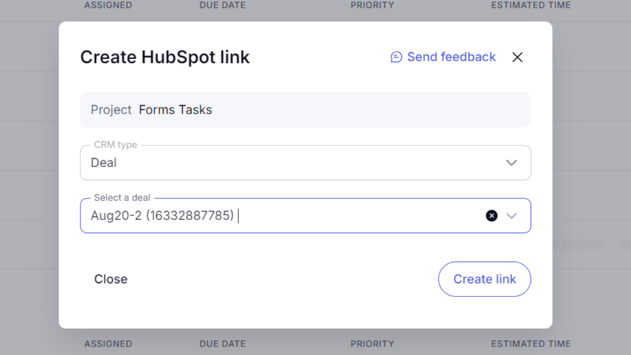 Link CRM Objects via Teamwork.com