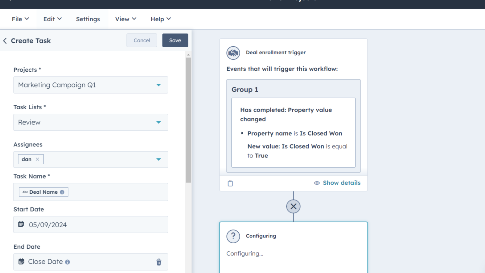Teamwork Tasks & HubSpot Workflows